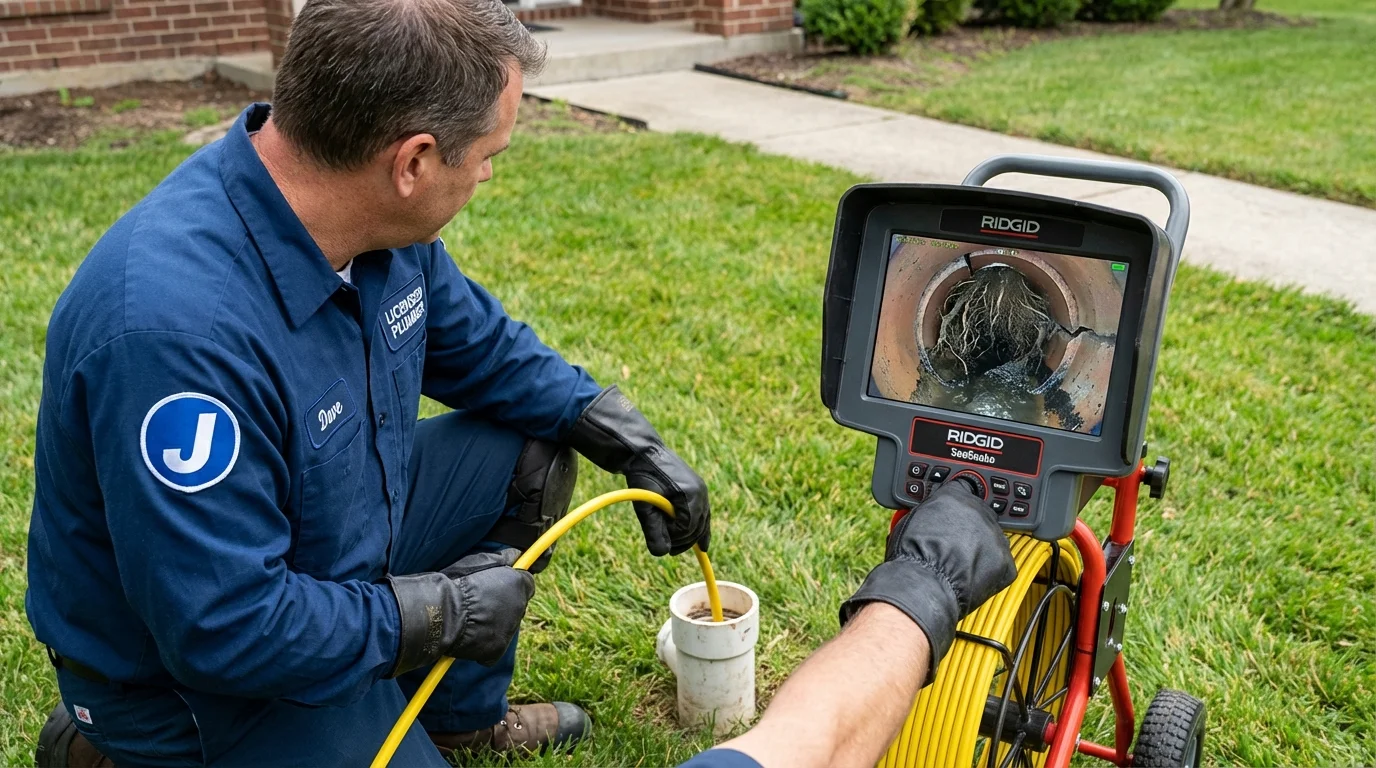 Sewer camera inspection being performed by Johns Plumbing LLC in Barnegat