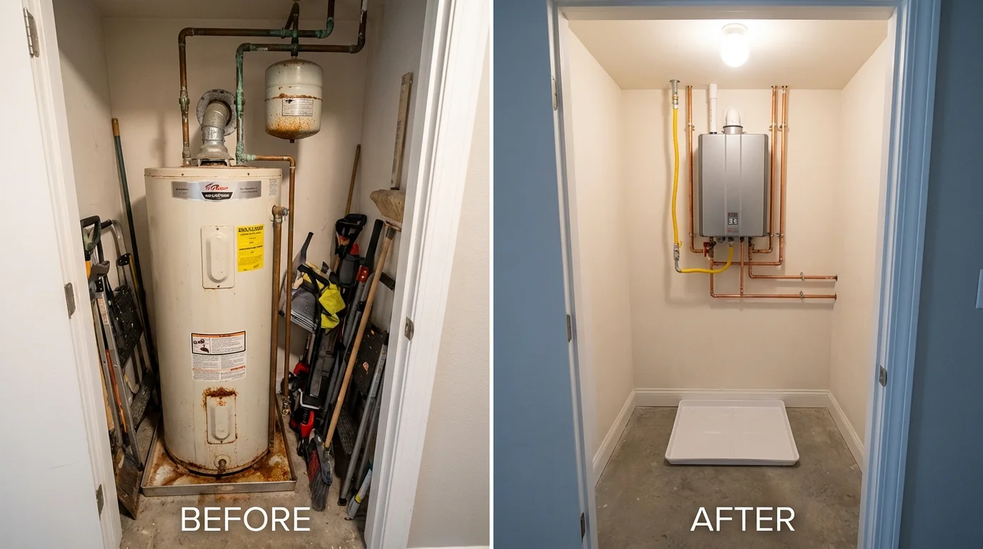 Tank water heater versus wall-mounted tankless unit comparison for Barnegat, NJ homeowners