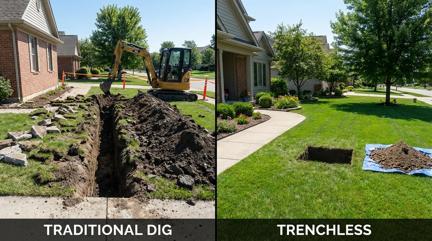 Trenchless sewer repair with minimal yard damage versus traditional excavation in Barnegat, NJ